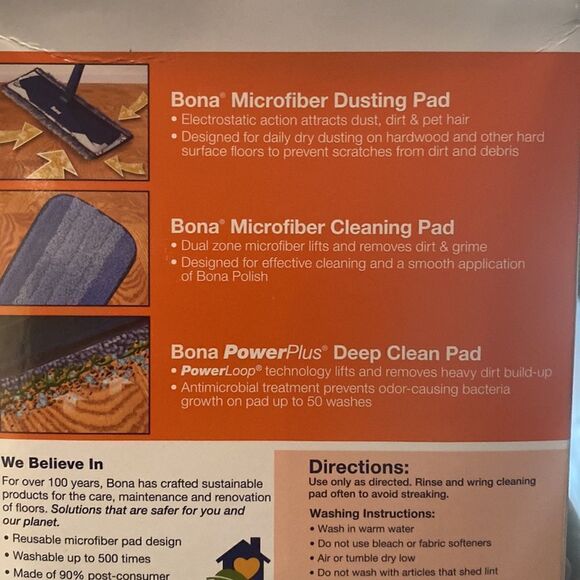 Bona Microfiber Cleaning Pads 3 pack - Deep Clean, Clean & Dust NEW - Picture 2 of 7